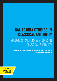 Imagen de portada: California Studies in Classical Antiquity, Volume 3 1st edition