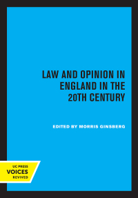 Cover image: Law and Opinion in England in the 20th Century 1st edition