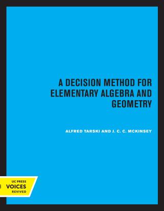 Cover image: A Decision Method for Elementary Algebra and Geometry 1st edition