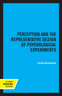Cover image: Perception and the Representative Design of Psychological Experiments 1st edition