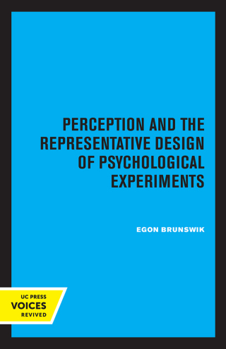 Imagen de portada: Perception and the Representative Design of Psychological Experiments 1st edition