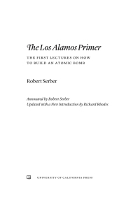 Cover image: The Los Alamos Primer 1st edition 9780520344174