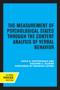 Omslagafbeelding: The Measurement of Psychological States Through the Content Analysis of Verbal Behavior 1st edition 9780520376755