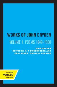 Imagen de portada: The Works of John Dryden, Volume I 1st edition 9780520003583
