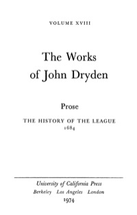 Imagen de portada: The Works of John Dryden, Volume XVIII 1st edition 9780520021310