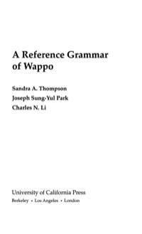 Cover image: A Reference Grammar of Wappo 1st edition 9780520098541