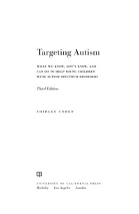 Cover image: Targeting Autism 3rd edition 9780520248380
