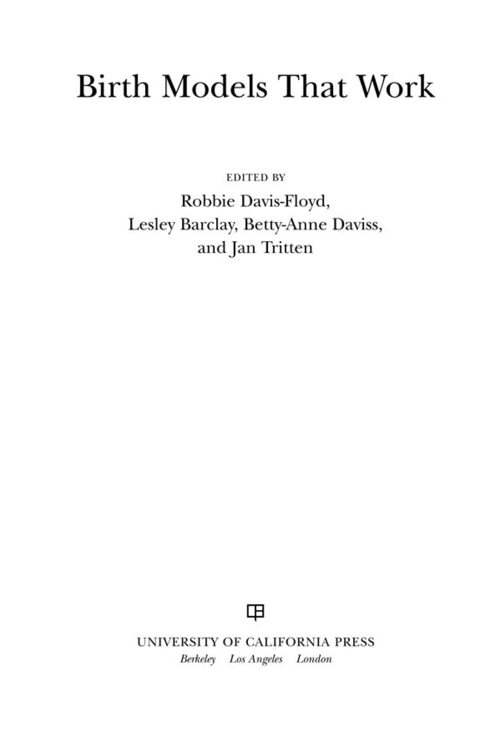 Birth Models That Work - 1st Edition (eBook)
