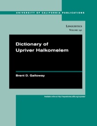 Cover image: Dictionary of Upriver Halkomelem 1st edition 9780520098725