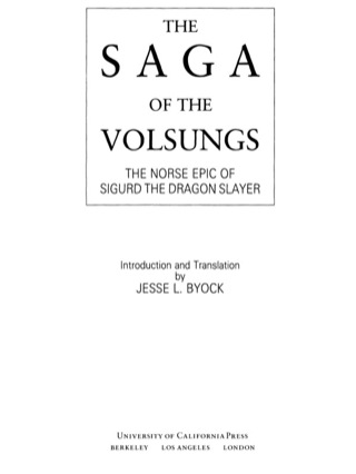 Cover image: The Saga of the Volsungs 1st edition 9780520272996