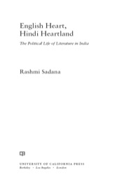 表紙画像: English Heart, Hindi Heartland 1st edition 9780520269576