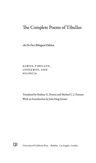 Cover image: The Complete Poems of Tibullus 1st edition 9780520272545