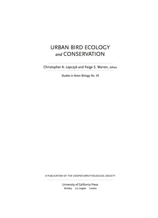 表紙画像: Urban Bird Ecology and Conservation 1st edition 9780520273092