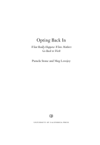Cover image: Opting Back In 1st edition 9780520290808