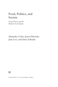 Cover image: Food, Politics, and Society 1st edition 9780520291959
