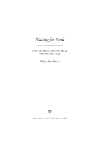 Cover image: Waiting for Verdi 1st edition 9780520276253
