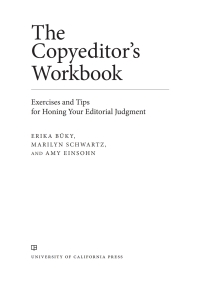 Imagen de portada: The Copyeditor's Workbook 1st edition 9780520294356