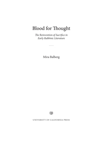 表紙画像: Blood for Thought 1st edition 9780520401419
