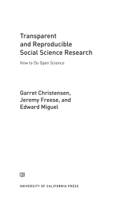 Cover image: Transparent and Reproducible Social Science Research 1st edition 9780520296954