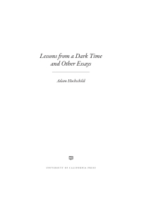 Imagen de portada: Lessons from a Dark Time and Other Essays 1st edition 9780520297241