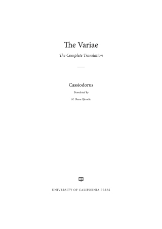 Omslagafbeelding: The Variae 1st edition 9780520389700