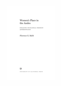 Cover image: Women's Place in the Andes 1st edition 9780520298170