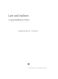 Cover image: Law and Authors 1st edition 9780520301818