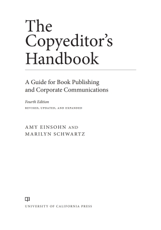 Imagen de portada: The Copyeditor's Handbook 4th edition 9780520286726