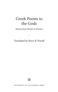 Titelbild: Greek Poems to the Gods 1st edition 9780520391697