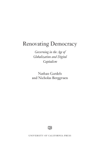 Cover image: Renovating Democracy 1st edition 9780520303607