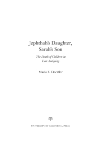 Cover image: Jephthah’s Daughter, Sarah’s Son 1st edition 9780520304154