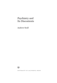 صورة الغلاف: Psychiatry and Its Discontents 1st edition 9780520305496