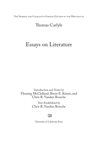 Imagen de portada: Essays on Literature 1st edition 9780520339842
