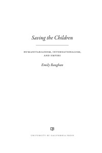 Cover image: Saving the Children 1st edition 9780520343719