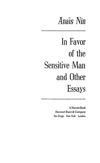 表紙画像: In Favor of the Sensitive Man 9780156444453