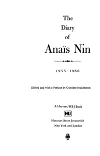 Omslagafbeelding: The Diary of Anaïs Nin, 1955–1966 9780156260329