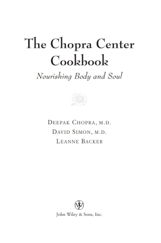Cover image: The Chopra Center Cookbook 9780471454045