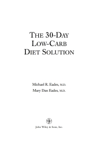 Cover image: The 30-Day Low-Carb Diet Solution 9780471454151