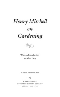 Cover image: Henry Mitchell On Gardening 9780395957677