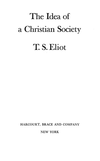 Imagen de portada: The Idea of a Christian Society 9780544358577