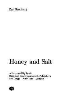 Cover image: Honey and Salt 9780544416932