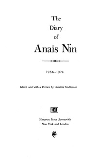 Titelbild: The Diary of Anaïs Nin, 1966–1974 9780544477803