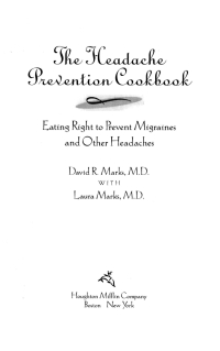 Cover image: The Headache Prevention Cookbook 9780395967164