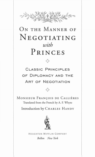 Cover image: On The Manner Of Negotiating With Princes 9780547416373