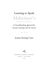 Omslagafbeelding: Learning to Speak Alzheimer's 9780618221257