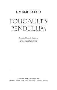 Titelbild: Foucault's Pendulum 9780151327652