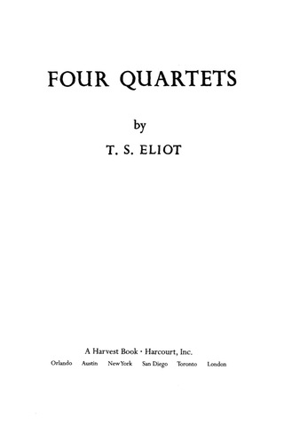 Cover image: Four Quartets 9780156332255