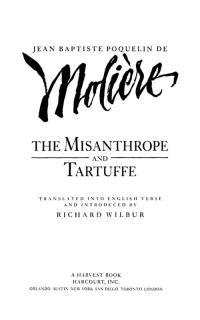 Imagen de portada: The Misanthrope And Tartuffe, By Molière 9780156605175
