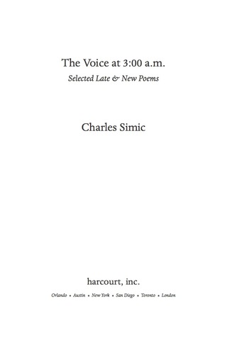 Cover image: The Voice At 3:00 A.m. 9780156030731