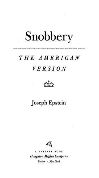 Titelbild: Snobbery 9780618340736